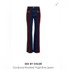 See by Chloe corduroy panel boot cut jeans 24